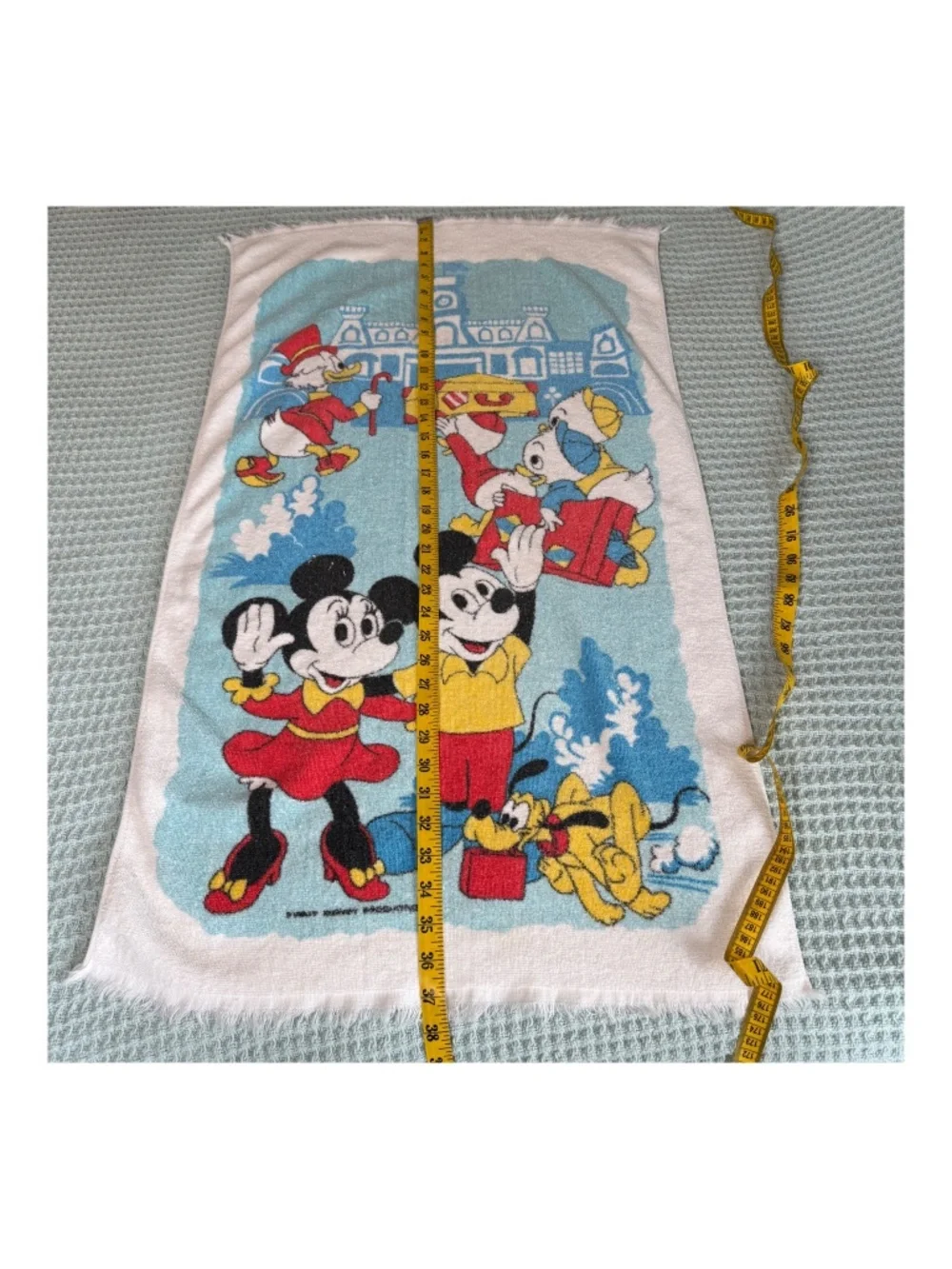 Vintage Disney Bath Towel Pacific Signature Mickey Mouse Minnie Donald Pluto USA